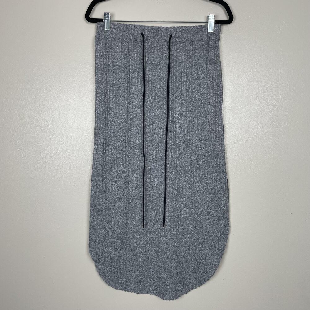 Sabina Musayev Skirt Womens Medium Gray Ribbed Knit Drawstring Pockets Cozy